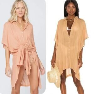 L*Space Revolve Anita Resort Wear Coastal Beachy Cover Up Toasted Orange Tan M-L